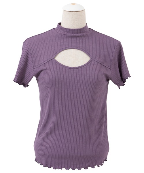 PUNYUS（プニュズ）の「カットアウトリブトップス（Tシャツ/カットソー・レディース・ブラウン/パープル/グリーン/ピンク・1/3/4/2）」の11枚目の写真