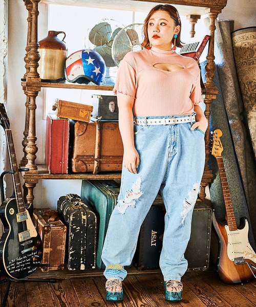 PUNYUS（プニュズ）の「カットアウトリブトップス（Tシャツ/カットソー・レディース・ブラウン/パープル/グリーン/ピンク・1/3/4/2）」の21枚目の写真