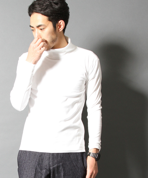 AMERICAN RAG CIE（アメリカンラグシー）の「AMERICAN RAG CIE シルケットタートルカットソー 108-ANX-M142-CT088（Tシャツ/カットソー・メンズ・オフホワイト/ブラック/グレー・1/2）」の2枚目の写真