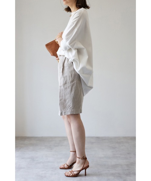 Bonjour Sagan（ボンジュールサガン）の「バルーンスムースショートスリーブプルオーバー（Tシャツ/カットソー・レディース・ホワイト/チャコールグレー・FREE）」の3枚目の写真