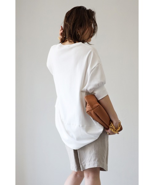 Bonjour Sagan（ボンジュールサガン）の「バルーンスムースショートスリーブプルオーバー（Tシャツ/カットソー・レディース・ホワイト/チャコールグレー・FREE）」の6枚目の写真