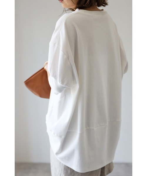 Bonjour Sagan（ボンジュールサガン）の「バルーンスムースショートスリーブプルオーバー（Tシャツ/カットソー・レディース・ホワイト/チャコールグレー・FREE）」の7枚目の写真