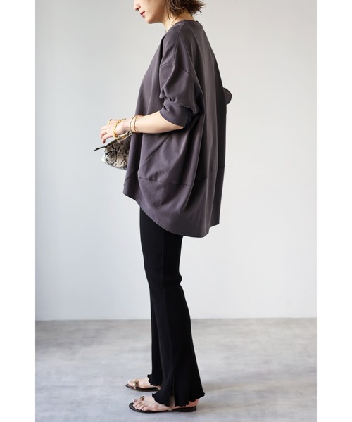 Bonjour Sagan（ボンジュールサガン）の「バルーンスムースショートスリーブプルオーバー（Tシャツ/カットソー・レディース・ホワイト/チャコールグレー・FREE）」の9枚目の写真