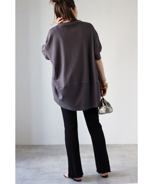 Bonjour Sagan（ボンジュールサガン）の「バルーンスムースショートスリーブプルオーバー（Tシャツ/カットソー・レディース・ホワイト/チャコールグレー・FREE）」の10枚目の写真