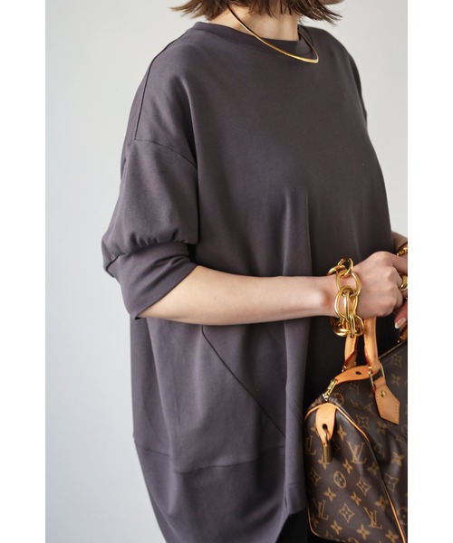 Bonjour Sagan（ボンジュールサガン）の「バルーンスムースショートスリーブプルオーバー（Tシャツ/カットソー・レディース・ホワイト/チャコールグレー・FREE）」の12枚目の写真