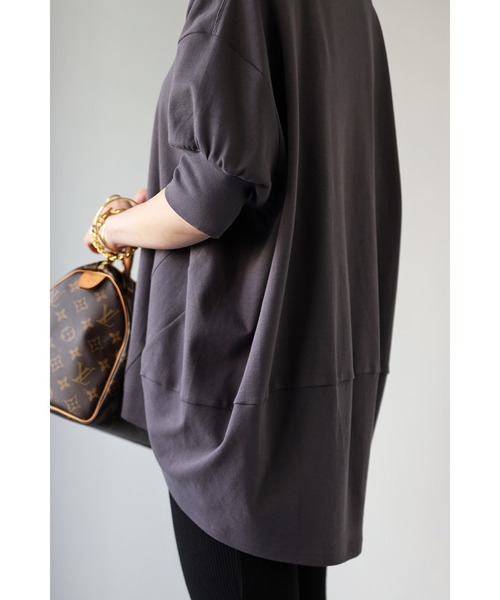 Bonjour Sagan（ボンジュールサガン）の「バルーンスムースショートスリーブプルオーバー（Tシャツ/カットソー・レディース・ホワイト/チャコールグレー・FREE）」の13枚目の写真