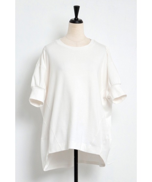 Bonjour Sagan（ボンジュールサガン）の「バルーンスムースショートスリーブプルオーバー（Tシャツ/カットソー・レディース・ホワイト/チャコールグレー・FREE）」の14枚目の写真