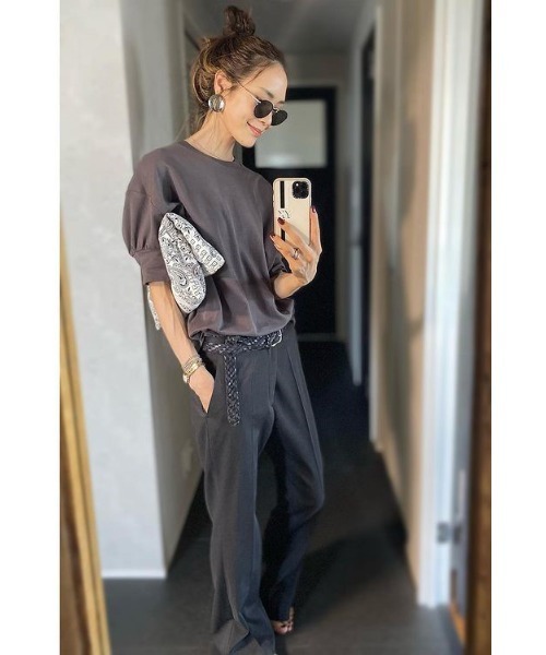 Bonjour Sagan（ボンジュールサガン）の「バルーンスムースショートスリーブプルオーバー（Tシャツ/カットソー・レディース・ホワイト/チャコールグレー・FREE）」の18枚目の写真