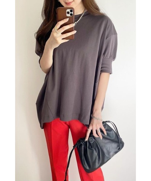 Bonjour Sagan（ボンジュールサガン）の「バルーンスムースショートスリーブプルオーバー（Tシャツ/カットソー・レディース・ホワイト/チャコールグレー・FREE）」の19枚目の写真