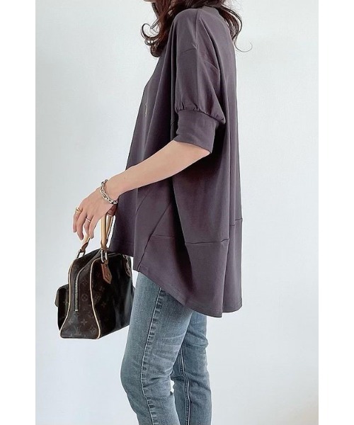 Bonjour Sagan（ボンジュールサガン）の「バルーンスムースショートスリーブプルオーバー（Tシャツ/カットソー・レディース・ホワイト/チャコールグレー・FREE）」の20枚目の写真