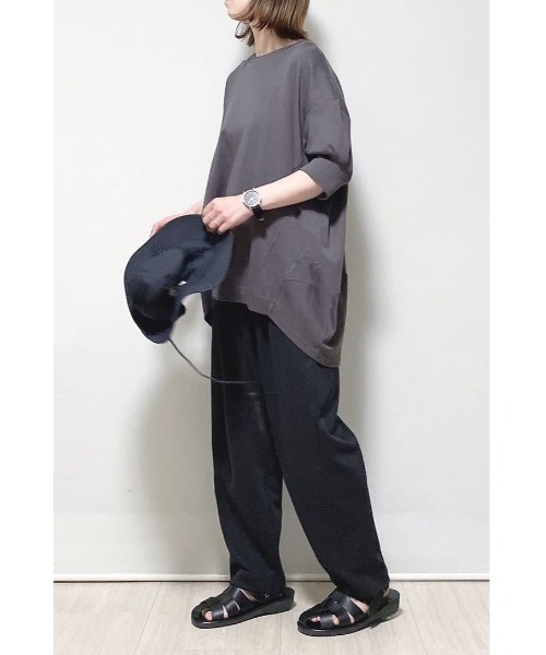 フラミンゴファーム　ベージュ バルーンスリーブ シャツ バルーンスムースショートスリーブプルオーバー（Tシャツ