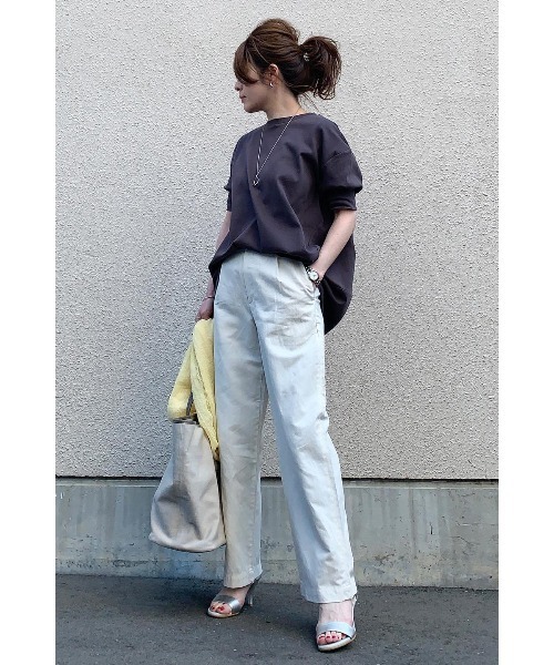 フラミンゴファーム　ベージュ バルーンスリーブ シャツ バルーンスムースショートスリーブプルオーバー（Tシャツ