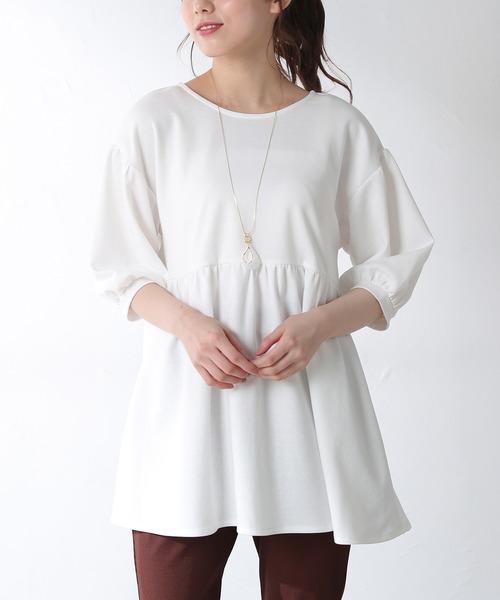 Honeys（ハニーズ）の「レースアップチュニック（チュニック・レディース・ホワイト/ブラック/ブラウン/ブルー系その他・S/M/L）」の2枚目の写真