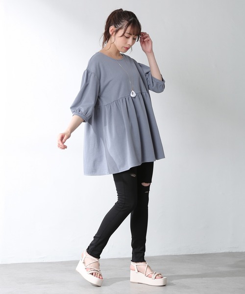 Honeys（ハニーズ）の「レースアップチュニック（チュニック・レディース・ホワイト/ブラック/ブラウン/ブルー系その他・S/M/L）」の14枚目の写真