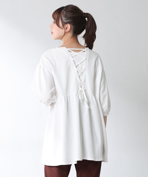 Honeys（ハニーズ）の「レースアップチュニック（チュニック・レディース・ホワイト/ブラック/ブラウン/ブルー系その他・S/M/L）」の8枚目の写真