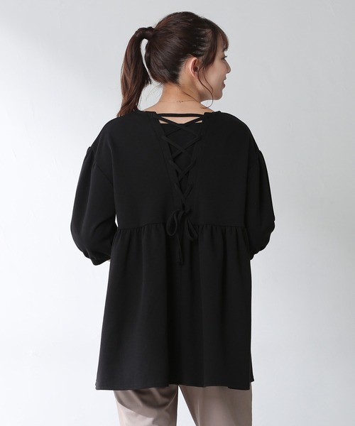 Honeys（ハニーズ）の「レースアップチュニック（チュニック・レディース・ホワイト/ブラック/ブラウン/ブルー系その他・S/M/L）」の5枚目の写真