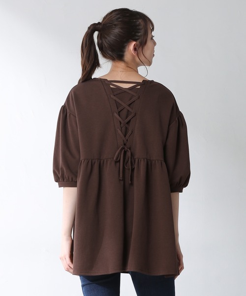 Honeys（ハニーズ）の「レースアップチュニック（チュニック・レディース・ホワイト/ブラック/ブラウン/ブルー系その他・S/M/L）」の11枚目の写真