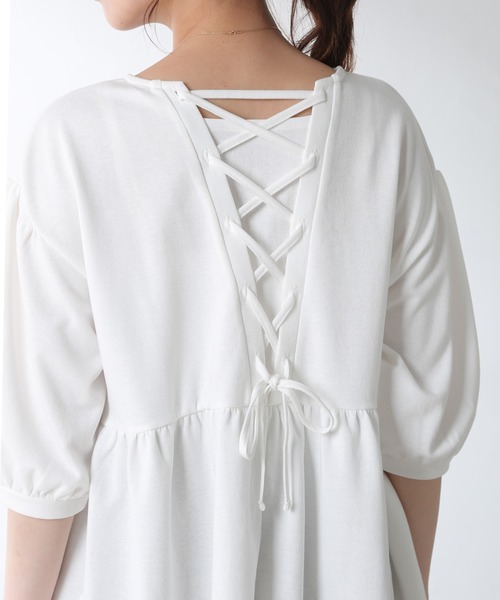 Honeys（ハニーズ）の「レースアップチュニック（チュニック・レディース・ホワイト/ブラック/ブラウン/ブルー系その他・S/M/L）」の12枚目の写真