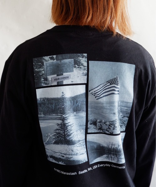 MANASTASH（マナスタッシュ）の「MANASTASH/マナスタッシュ　W's PHOTO L/S TEE "COLLAGE"　ウィメンズ　フォトロンＴ　コラージュ（Tシャツ/カットソー・レディース・ホワイト/ブラック・MEDIUM）」の3枚目の写真