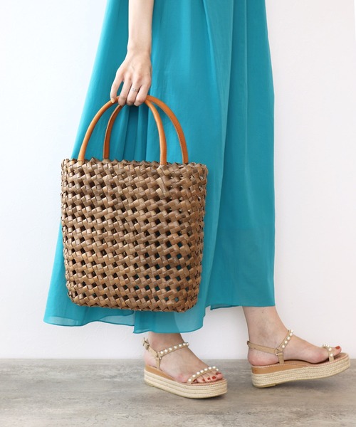 未使用☆FARROW/carrie micro bag格子編みかごトートバッグ DRESSLAVE（ドレスレイブ）の「FARROW / carrie micro bag(格子