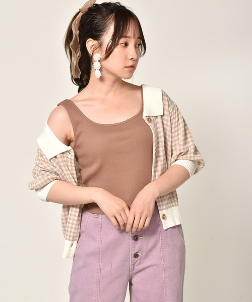 ems excite（エムズエキサイト）の「ショートタンク（Tシャツ/カットソー・レディース・ブラック/ベージュ/アイボリー/ブラック系その他/オレンジ系その他・FREE）」の5枚目の写真