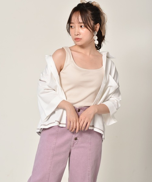 ems excite（エムズエキサイト）の「ショートタンク（Tシャツ/カットソー・レディース・ブラック/ベージュ/アイボリー/ブラック系その他/オレンジ系その他・FREE）」の2枚目の写真