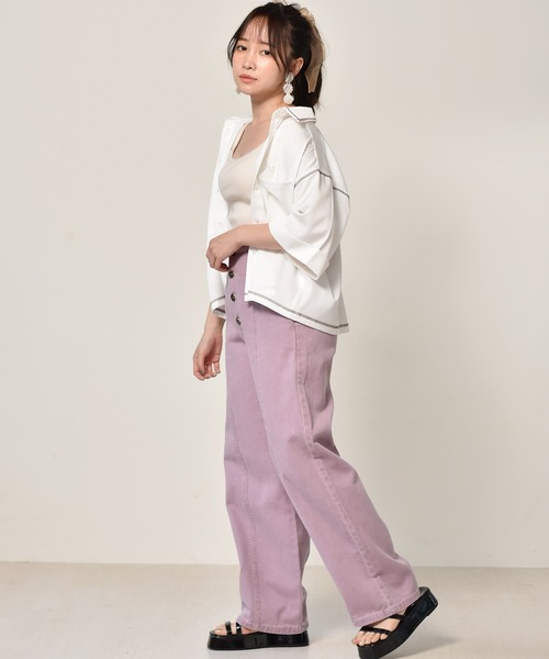 ems excite（エムズエキサイト）の「ショートタンク（Tシャツ/カットソー・レディース・ブラック/ベージュ/アイボリー/ブラック系その他/オレンジ系その他・FREE）」の8枚目の写真