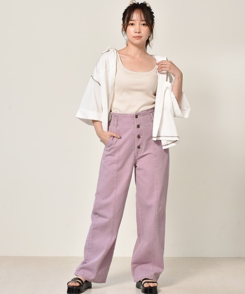 ems excite（エムズエキサイト）の「ショートタンク（Tシャツ/カットソー・レディース・ブラック/ベージュ/アイボリー/ブラック系その他/オレンジ系その他・FREE）」の6枚目の写真