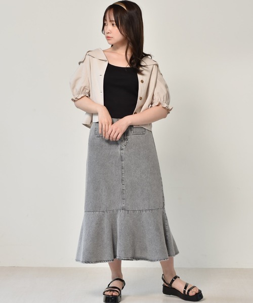 ems excite（エムズエキサイト）の「ショートタンク（Tシャツ/カットソー・レディース・ブラック/ベージュ/アイボリー/ブラック系その他/オレンジ系その他・FREE）」の10枚目の写真