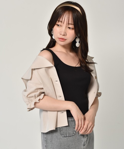 ems excite（エムズエキサイト）の「ショートタンク（Tシャツ/カットソー・レディース・ブラック/ベージュ/アイボリー/ブラック系その他/オレンジ系その他・FREE）」の20枚目の写真