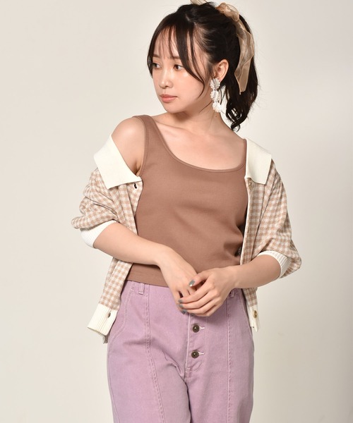 ems excite（エムズエキサイト）の「ショートタンク（Tシャツ/カットソー・レディース・ブラック/ベージュ/アイボリー/ブラック系その他/オレンジ系その他・FREE）」の13枚目の写真