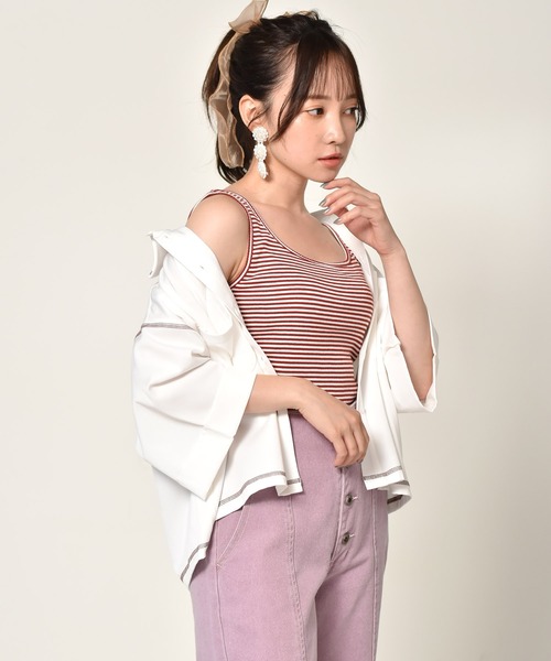 ems excite（エムズエキサイト）の「ショートタンク（Tシャツ/カットソー・レディース・ブラック/ベージュ/アイボリー/ブラック系その他/オレンジ系その他・FREE）」の11枚目の写真