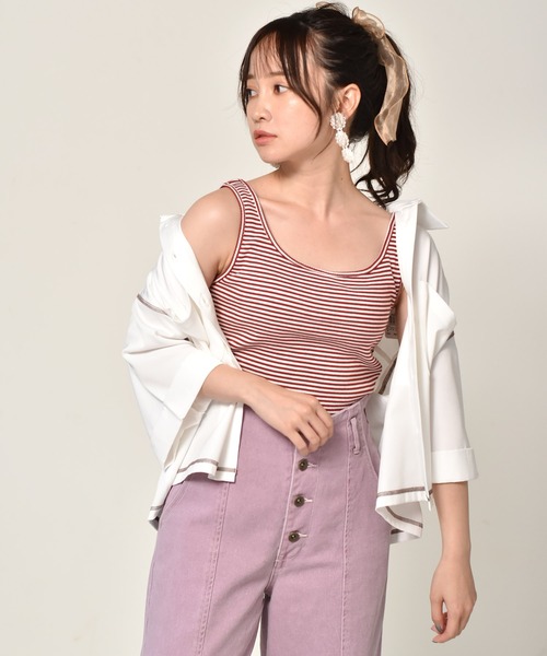 ems excite（エムズエキサイト）の「ショートタンク（Tシャツ/カットソー・レディース・ブラック/ベージュ/アイボリー/ブラック系その他/オレンジ系その他・FREE）」の15枚目の写真