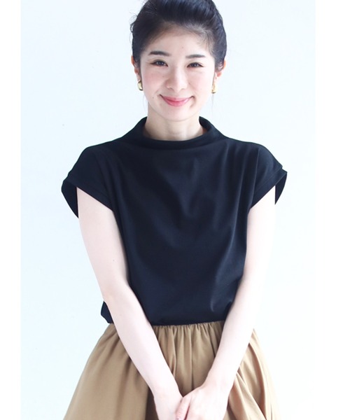 cawaii(カワイイ)の「Tシャツなのにエレガント。ひし形ちょい袖 Tシャツトップス半袖(Tシャツ/カットソー・レディース・ホワイト/ブラック/グレー・FREE)」の10枚目の写真
