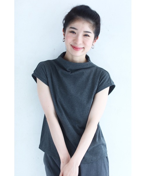 cawaii(カワイイ)の「Tシャツなのにエレガント。ひし形ちょい袖 Tシャツトップス半袖(Tシャツ/カットソー・レディース・ホワイト/ブラック/グレー・FREE)」の13枚目の写真