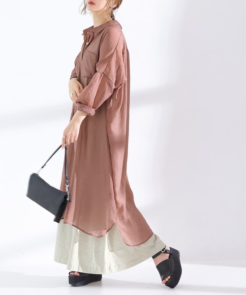 n'OrLABEL（ノアールレーベル）の「【廃盤】『ニュアンスシアーシャツワンピース』（シャツワンピース・レディース・ブラック/パープル/ピンクベージュ・FREE）」の10枚目の写真