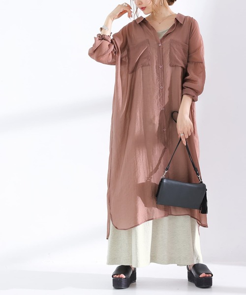 n'OrLABEL（ノアールレーベル）の「【廃盤】『ニュアンスシアーシャツワンピース』（シャツワンピース・レディース・ブラック/パープル/ピンクベージュ・FREE）」の11枚目の写真