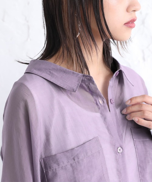 n'OrLABEL（ノアールレーベル）の「【廃盤】『ニュアンスシアーシャツワンピース』（シャツワンピース・レディース・ブラック/パープル/ピンクベージュ・FREE）」の12枚目の写真
