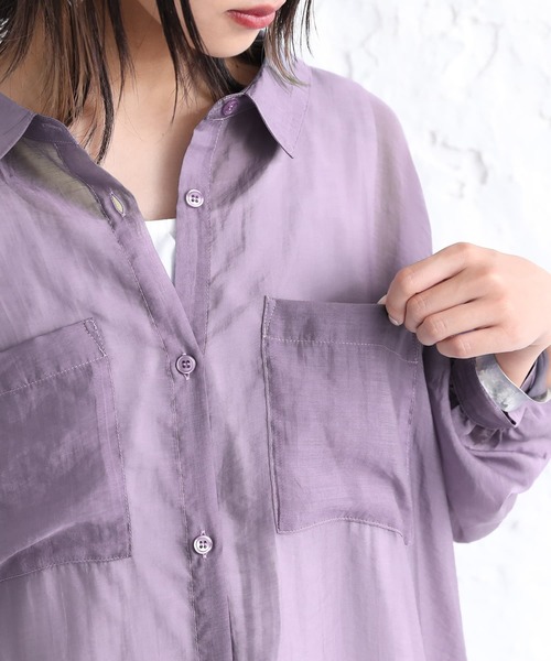 n'OrLABEL（ノアールレーベル）の「【廃盤】『ニュアンスシアーシャツワンピース』（シャツワンピース・レディース・ブラック/パープル/ピンクベージュ・FREE）」の13枚目の写真