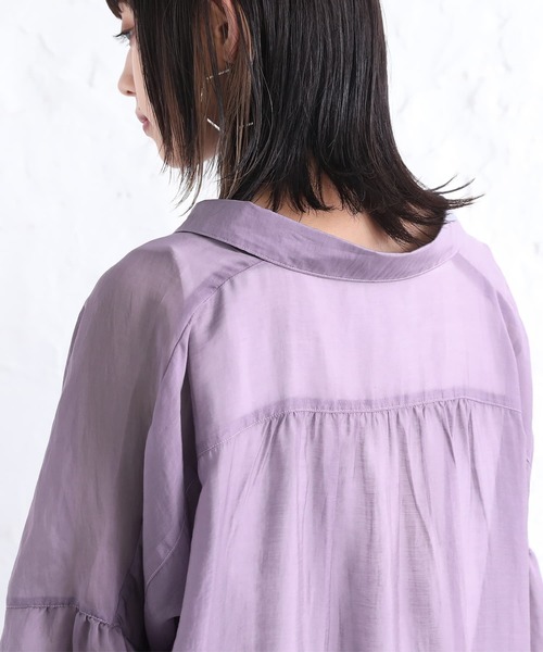n'OrLABEL（ノアールレーベル）の「【廃盤】『ニュアンスシアーシャツワンピース』（シャツワンピース・レディース・ブラック/パープル/ピンクベージュ・FREE）」の14枚目の写真