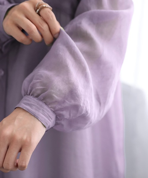 n'OrLABEL（ノアールレーベル）の「【廃盤】『ニュアンスシアーシャツワンピース』（シャツワンピース・レディース・ブラック/パープル/ピンクベージュ・FREE）」の15枚目の写真