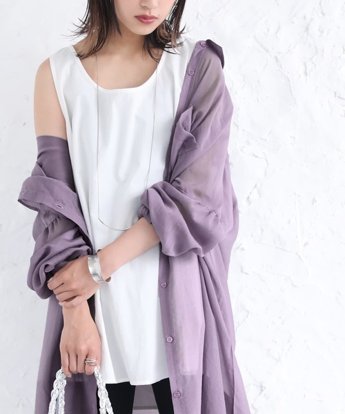 n'OrLABEL（ノアールレーベル）の「【廃盤】『ニュアンスシアーシャツワンピース』（シャツワンピース・レディース・ブラック/パープル/ピンクベージュ・FREE）」の17枚目の写真