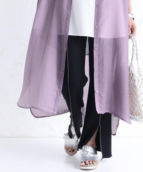 n'OrLABEL（ノアールレーベル）の「【廃盤】『ニュアンスシアーシャツワンピース』（シャツワンピース・レディース・ブラック/パープル/ピンクベージュ・FREE）」の18枚目の写真