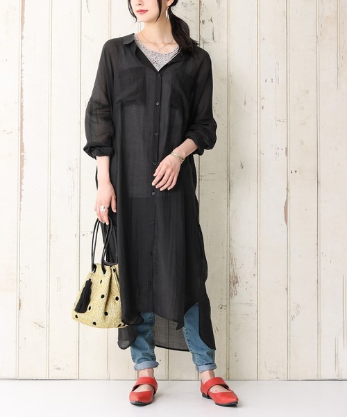 n'OrLABEL（ノアールレーベル）の「【廃盤】『ニュアンスシアーシャツワンピース』（シャツワンピース・レディース・ブラック/パープル/ピンクベージュ・FREE）」の22枚目の写真