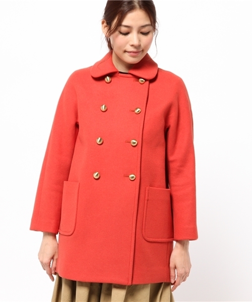 SHIPS for women（シップスフォーウィメン）の「★★【CLASSY.12月号掲載】ウール Pコート（その他アウター・レディース・ブラック/オレンジ・ONE SIZE）」の9枚目の写真