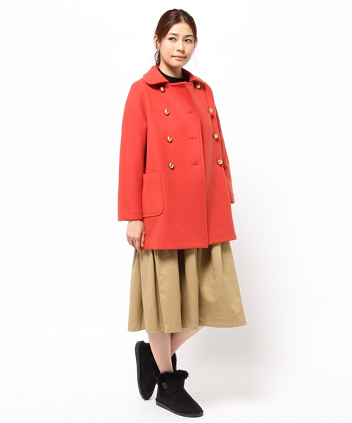 SHIPS for women（シップスフォーウィメン）の「★★【CLASSY.12月号掲載】ウール Pコート（その他アウター・レディース・ブラック/オレンジ・ONE SIZE）」の3枚目の写真