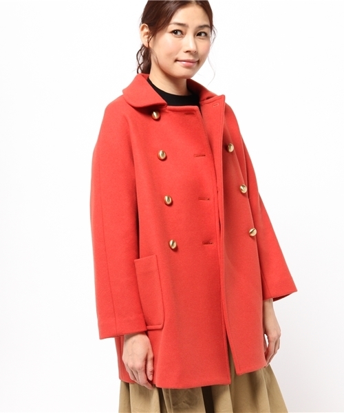 SHIPS for women（シップスフォーウィメン）の「★★【CLASSY.12月号掲載】ウール Pコート（その他アウター・レディース・ブラック/オレンジ・ONE SIZE）」の13枚目の写真