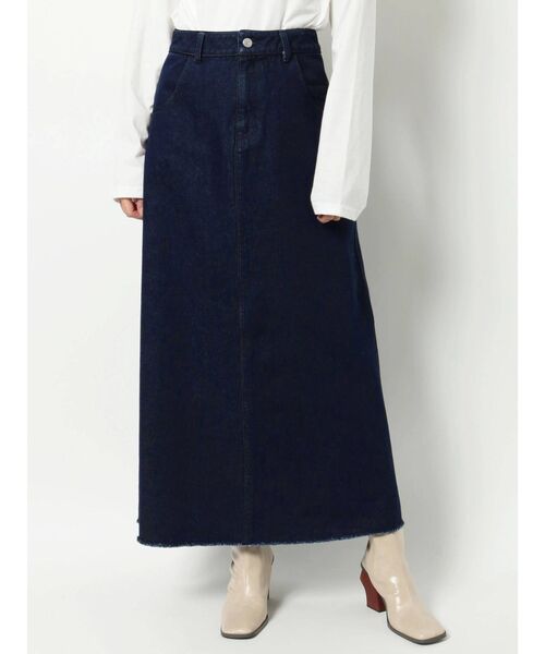 merry jenny（メリージェニー）の「satinパイピングデニムスカート（スカート・レディース・ブラック/インディゴブルー・FREE）」の8枚目の写真