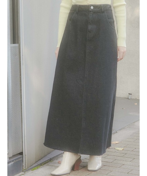 merry jenny（メリージェニー）の「satinパイピングデニムスカート（スカート・レディース・ブラック/インディゴブルー・FREE）」の2枚目の写真
