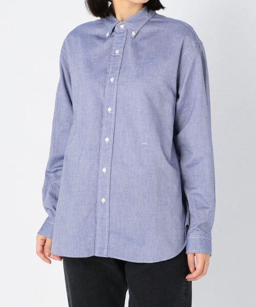 GYMPHLEX（ジムフレックス）の「Gymphlex | ワイドボタンダウンシャツ LOX WOMEN（シャツ/ブラウス・レディース・サックスブルー/アイボリー・14）」の7枚目の写真